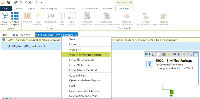 View BimlScript Designer View BimlScript Designer